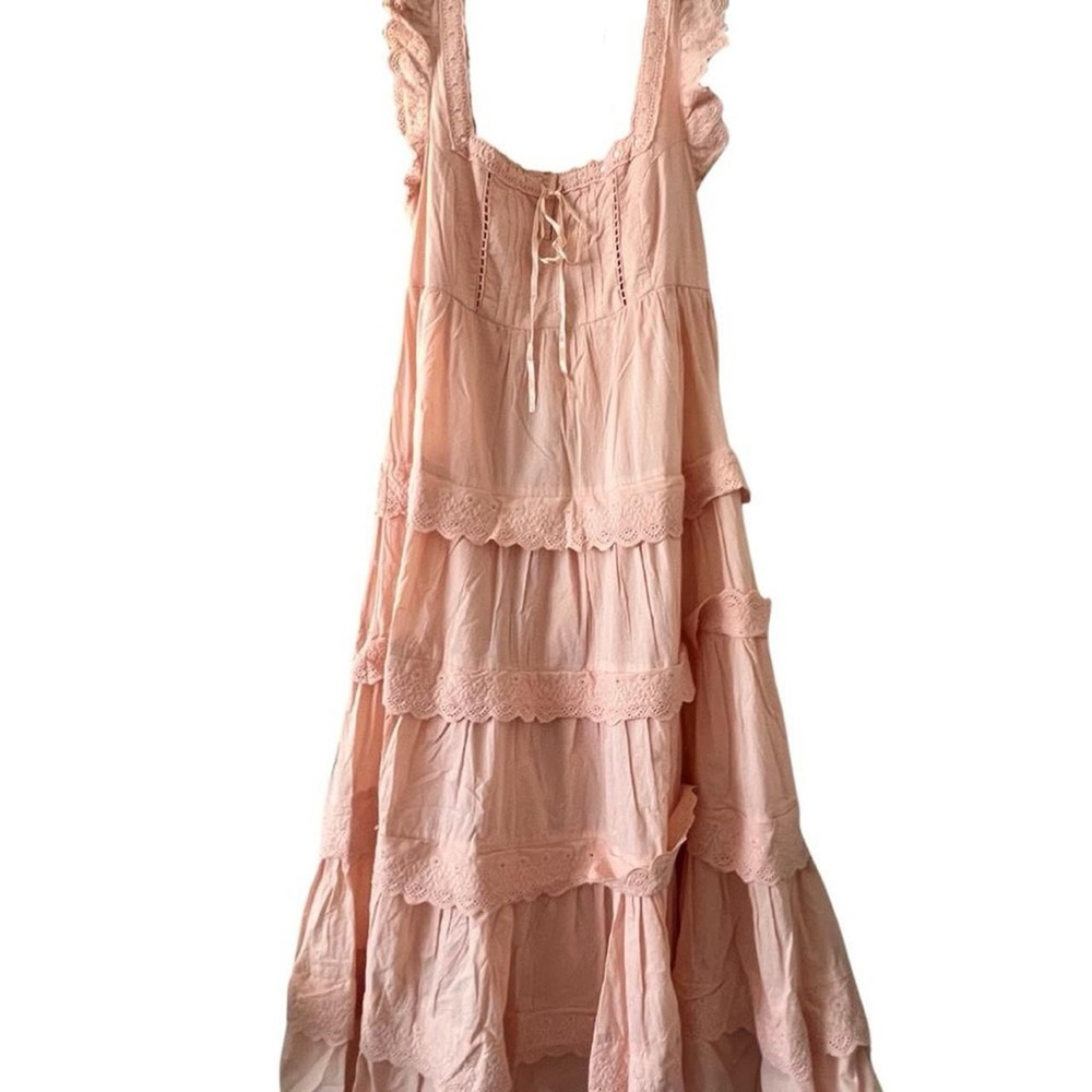 miss selfridge peach lace broderie tiered babydoll maxi dress NWT